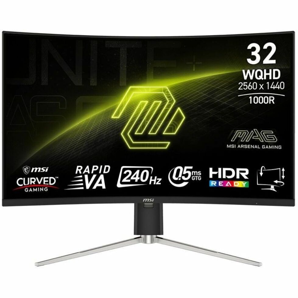 MSI MAG 325CQRXF E2 32" Class WQHD Curved Screen Gaming LED Monitor - 16:9 - Metallic Black (MAG325CQRXFE2)