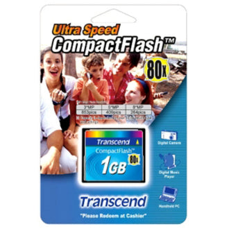 Transcend 1GB CompactFlash Card - 80x - 1 GB (TS1GCF80)