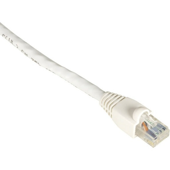 Close-up view of white GigaTrue Cat6 patch cable showing RJ-45 connector with gold contacts and snagless boot design-alternate-image1