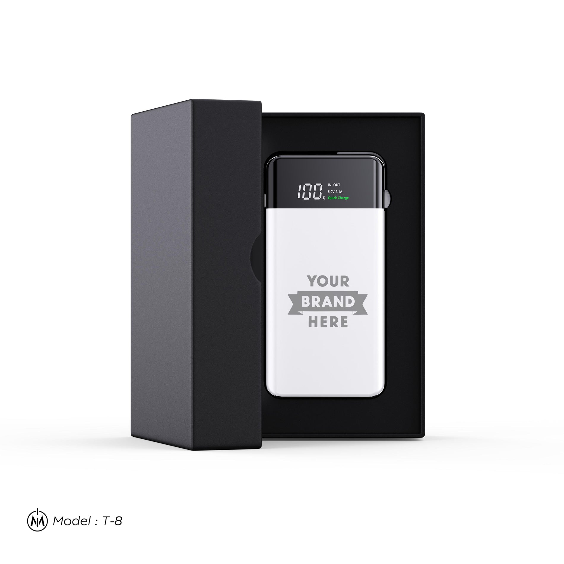 8000mAh Chargeur Portable de Charge Rapide QC 3.0 - Blanc