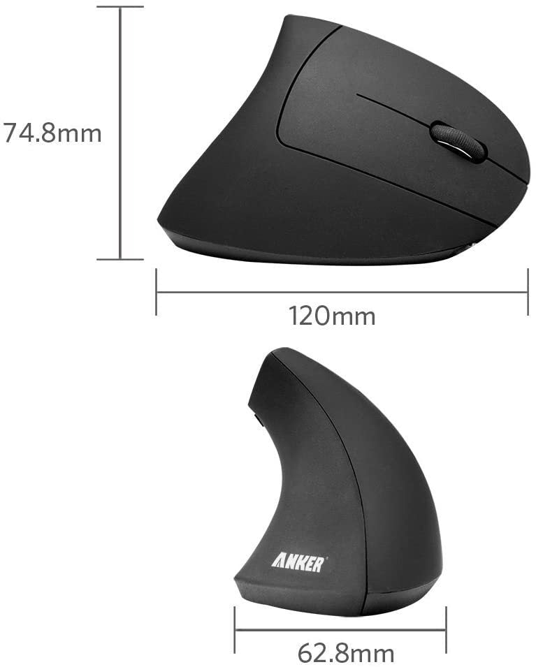 Technical specification diagram showing precise mouse dimensions and measurements