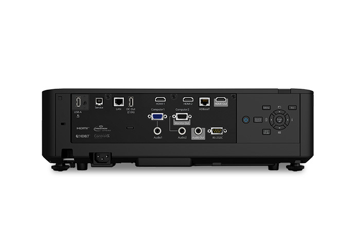 Rear interface panel of PowerLite L635SU displaying multiple connection options