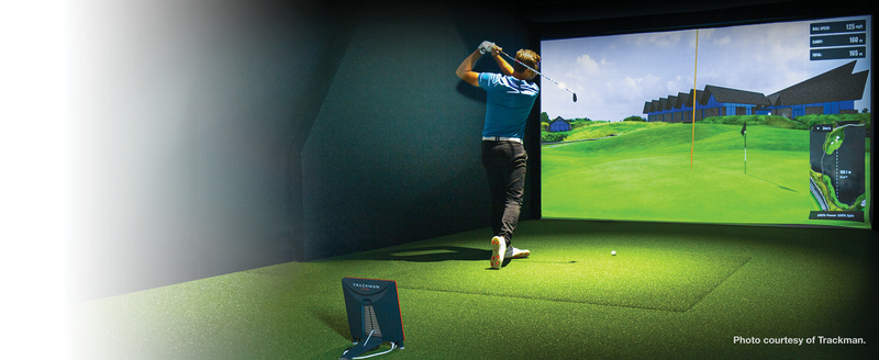 Golf simulation setup featuring PowerLite L635SU projection system