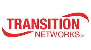 Transition Networks company logo in red featuring a curved design element-alternate-image1