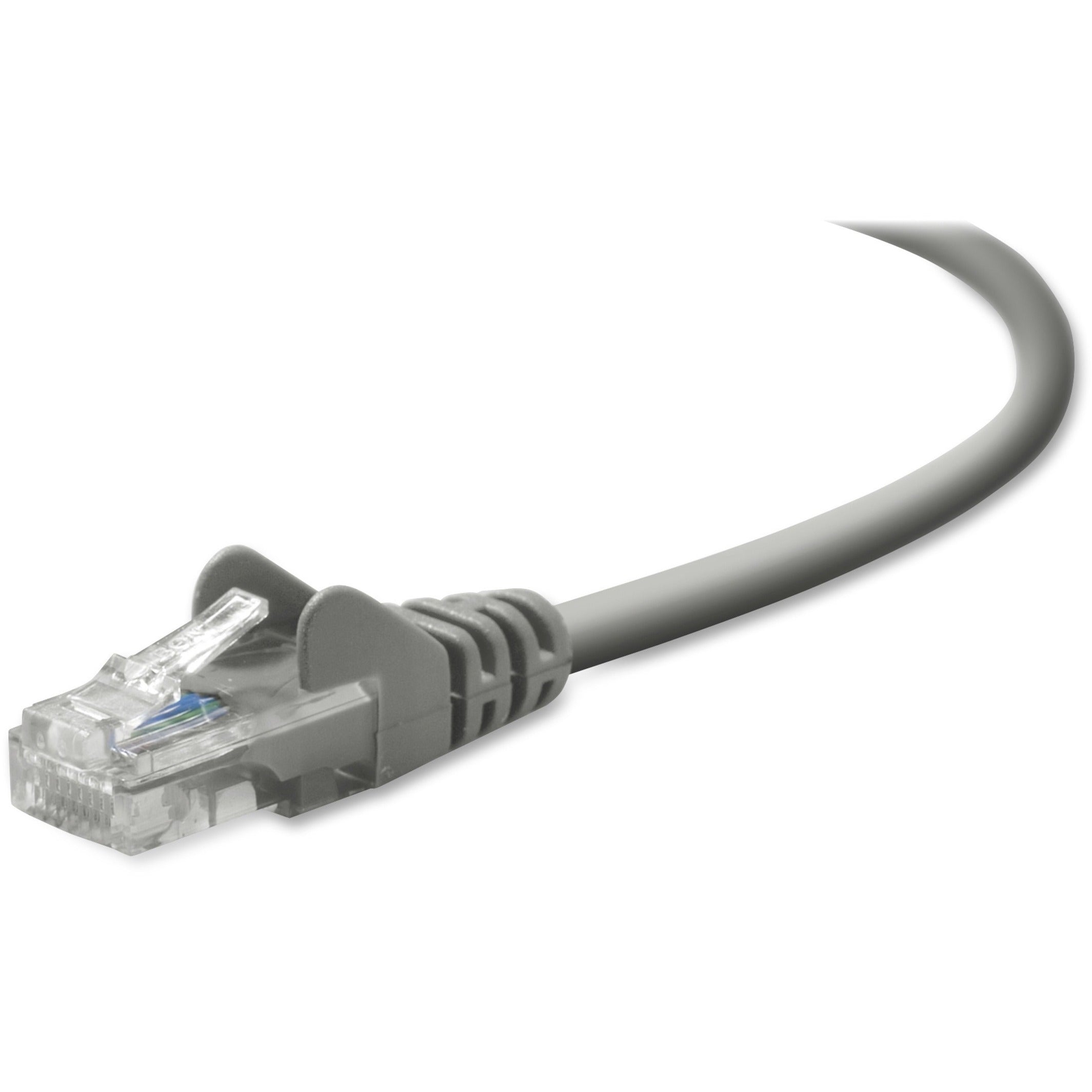 بلكين A3L791-03-S RJ45 CAT5e كابل باتش بدون نتوء، 3 قدم، كابل إيثرنت رمادي