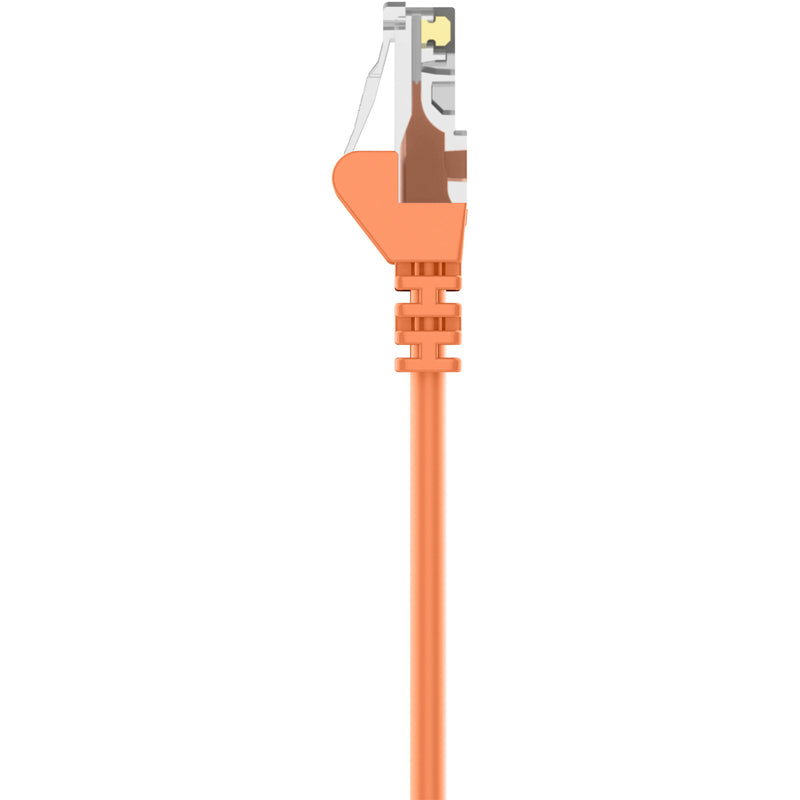 Detailed view of Belkin Cat5e patch cable connector housing and construction