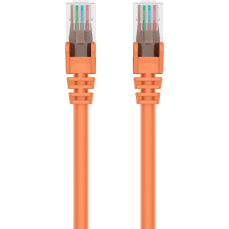 Detail view of Belkin Cat5e patch cable internal wiring and load bar system