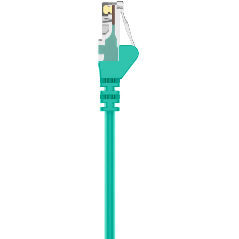 Profile view of Belkin Cat5e cable's snagless boot design and connector