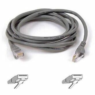 20-foot gray Belkin Cat5e network patch cable with RJ45 connectors and snagless boots at both ends