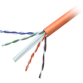 Internal wire structure of Belkin Cat6 cable showing eight color-coded conductors and central separator design