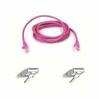 4-foot pink Cat5e network patch cable with RJ45 connectors and connector diagram