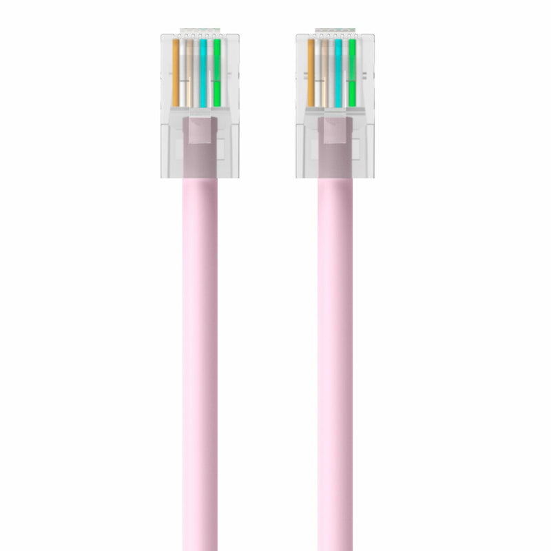 Side view of RJ45 connector showing strain relief boot and pink cable jacket