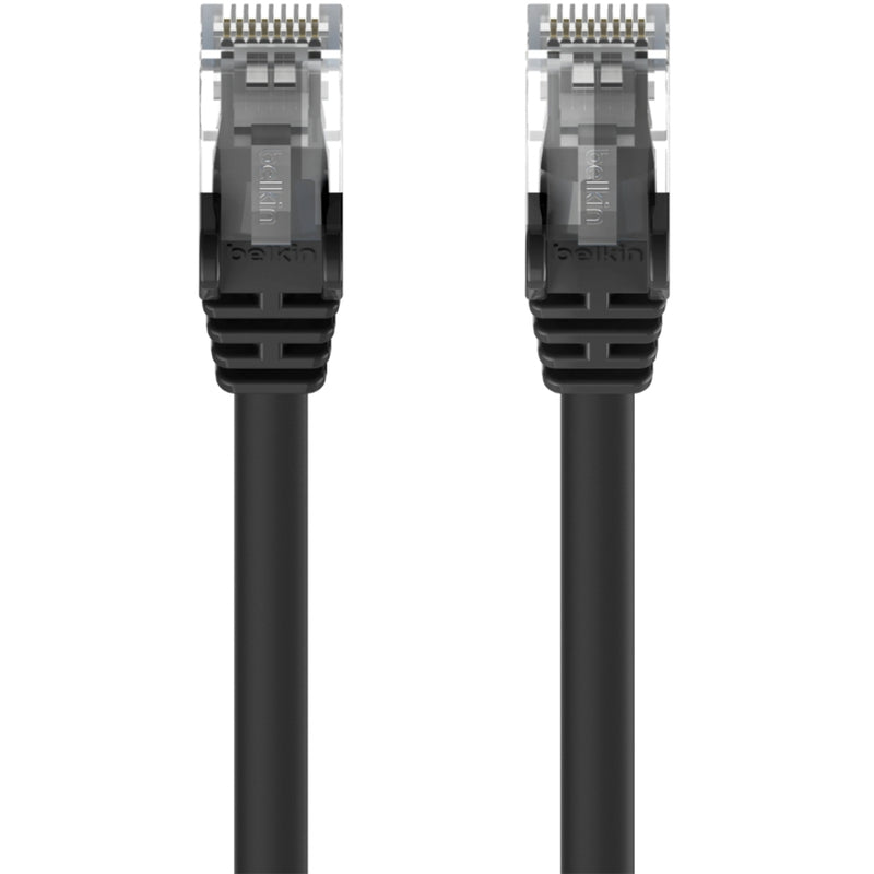 Side view of Belkin Cat5e cable showing snagless boot protection design