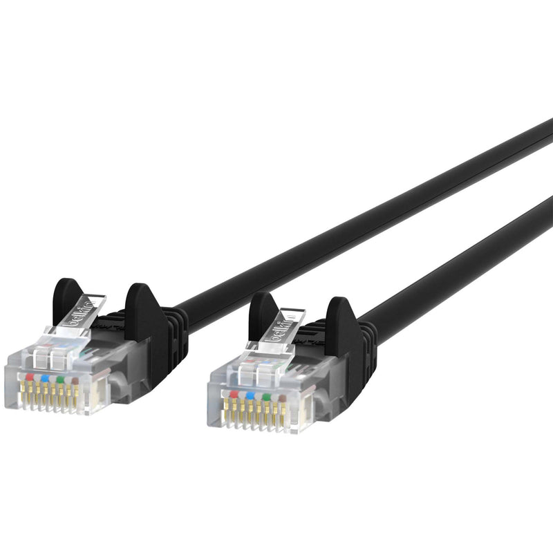 Full length view of Belkin Cat5e patch cable showing both connectors and cable construction