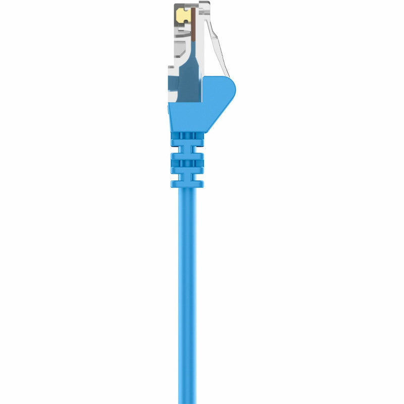 Side view of Belkin Cat5e crossover cable showing detailed strain relief boot design