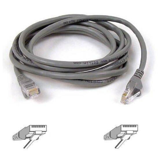 Belkin Cat5e gray network patch cable with snagless RJ-45 connectors and connector diagram