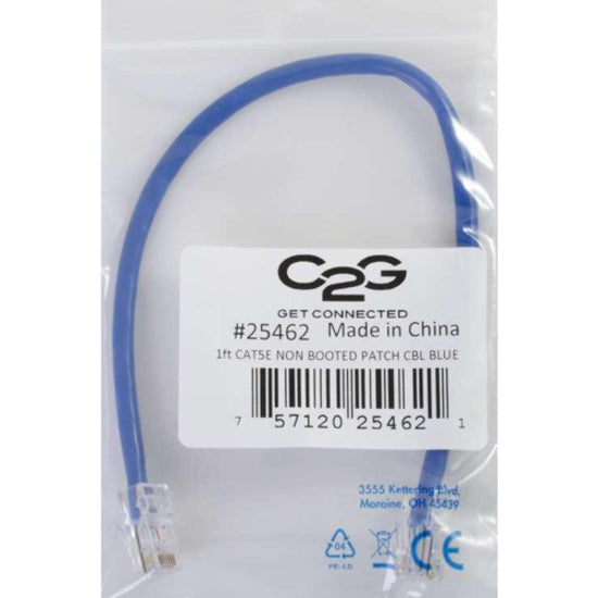 品牌名称：C2G  22673 3 英尺 Cat5e 无引导 UTP 无屏蔽 网络补丁电缆，蓝色