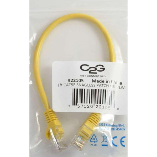 C2G Cat5e ethernet cable in retail packaging showing product specifications and certifications