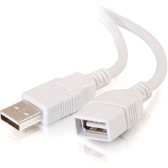 C2G USB Type-A Extension Cable, 6.6ft Data Transfer Cable, Male to Female, EMI/RFI Shielded, High Speed Error-Free Transfer, White - 19018 (Lifetime Warranty)