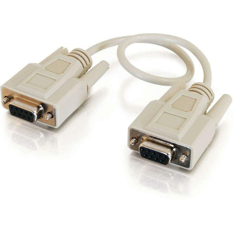 Full length view of 15-foot null modem cable with DB9 female connectors