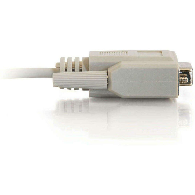 Side view of null modem cable connector showing strain relief design