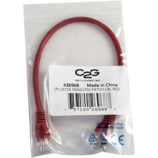 C2G Cat5e ethernet cable in retail packaging showing product label and certifications