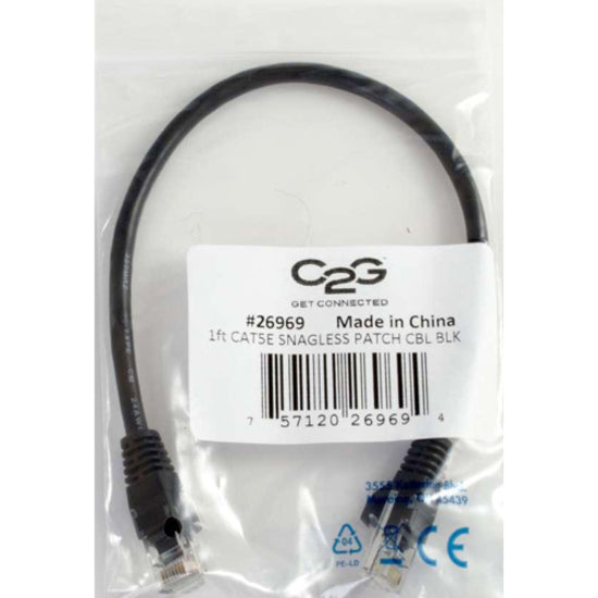 Product packaging showing C2G Cat5e cable specifications and certification labels