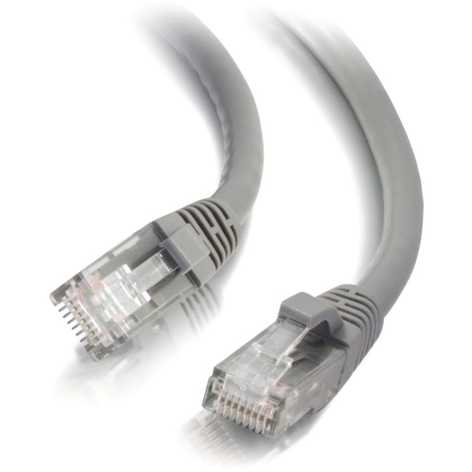 Close-up view of RJ-45 connectors on gray Cat6 ethernet cable showing clear housing and gold-plated pins-alternate-image1