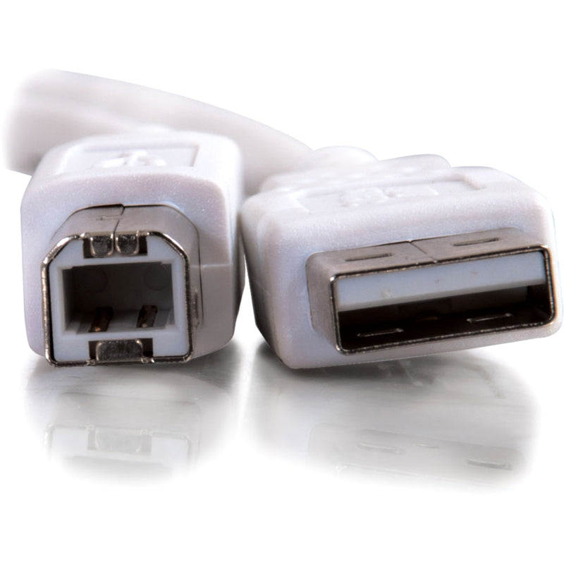 Macro shot of USB Type-A and Type-B connector interfaces showing internal contacts