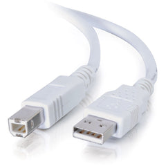 C2G USB A to USB B Data Transfer Cable, 6.6ft White, High-Speed 480Mbps, EMI/RFI Shielded, Plug and Play for Printers Keyboards Mice, M/M - 13172 (Lifetime Warranty)