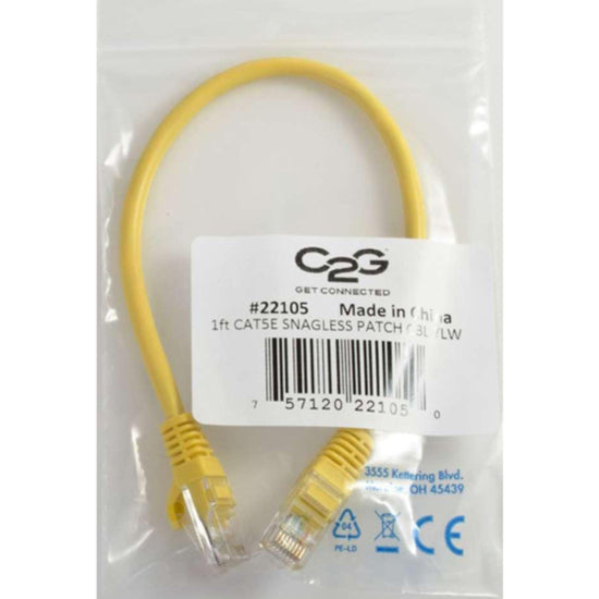 C2G Cat5e cable package showing certification labels and product information