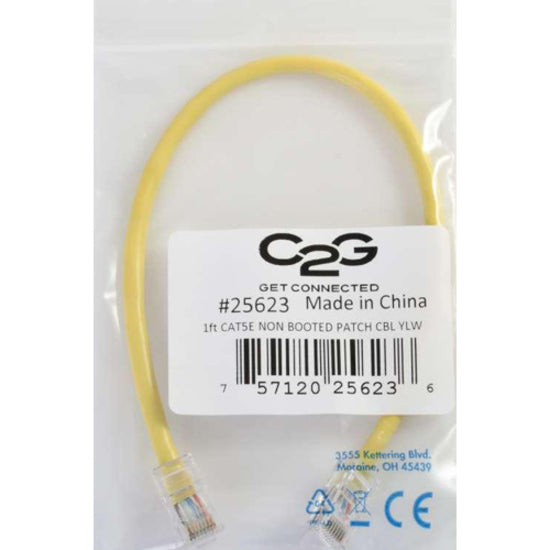 C2G 22682 5 قدم كابل تصحيح شبكة غير مقيد Cat5e UTP غير المغطى، أصفر