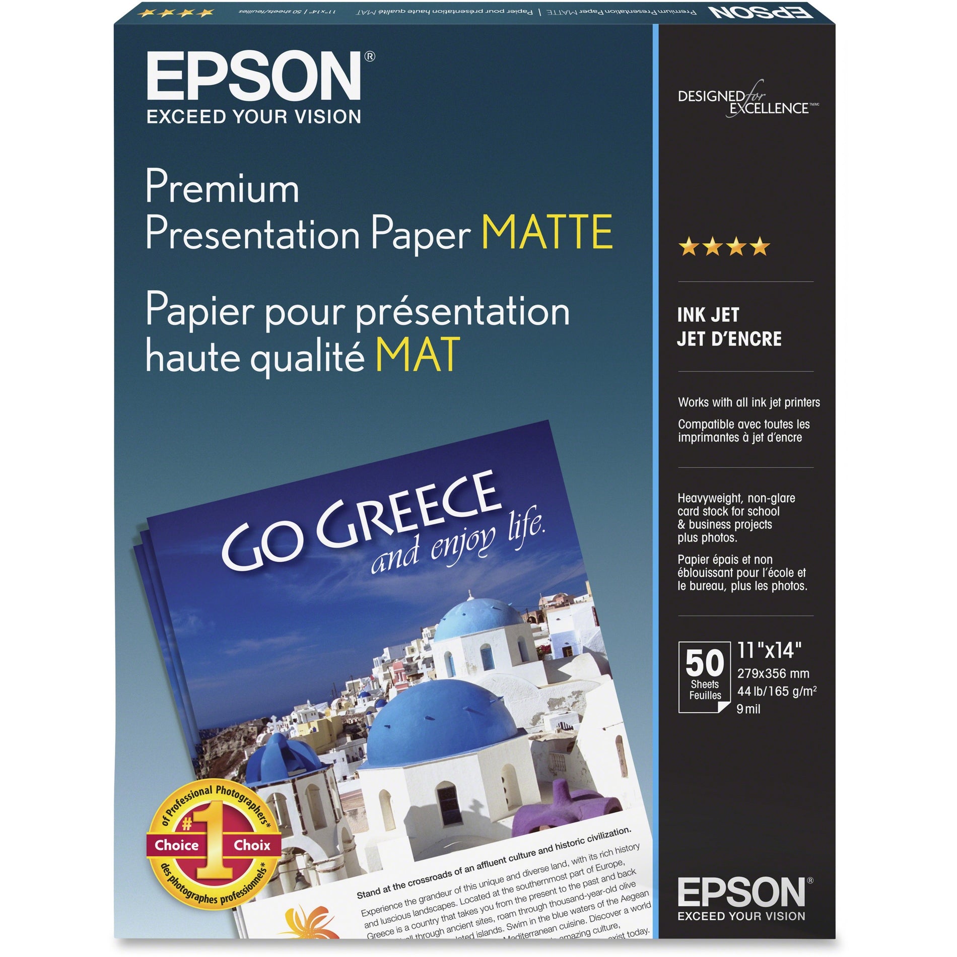 Epson S041468 Premium Presentation Paper, Matte, 11"x14", 50 Sheets, 97 Brightness