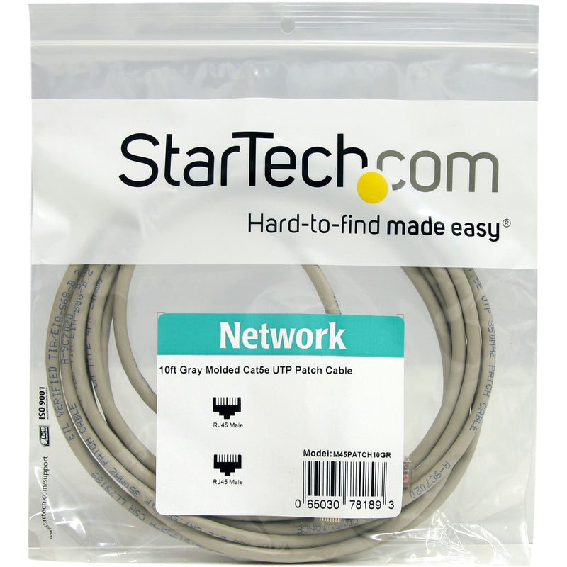 StarTech.com Cat5e network cable retail packaging showing product specifications