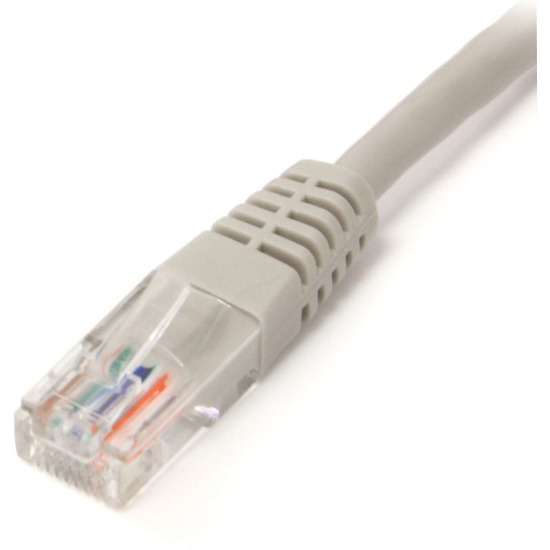 Detailed view of Cat5e cable strain relief and connector construction