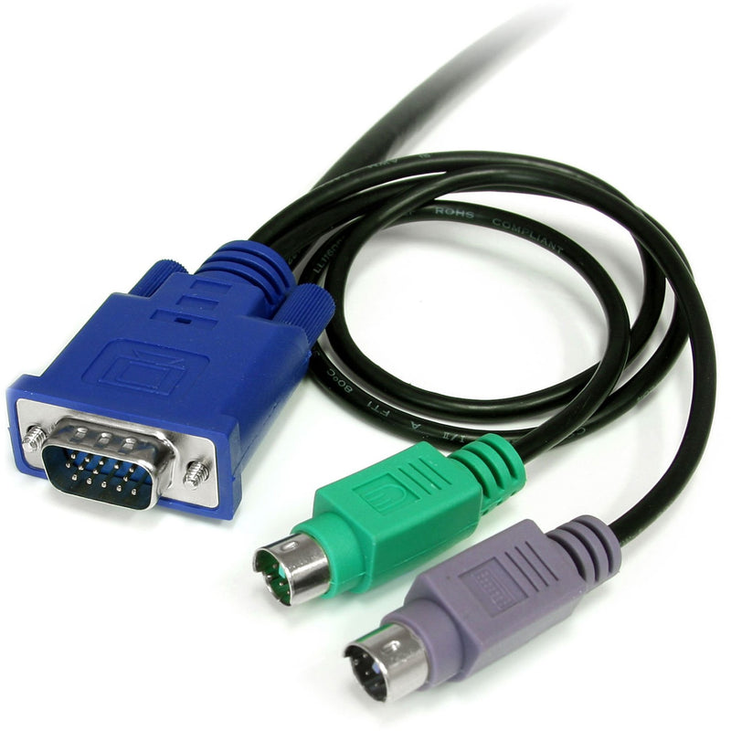 Detail shot of StarTech.com KVM cable showing tangle-resistant design and connector layout