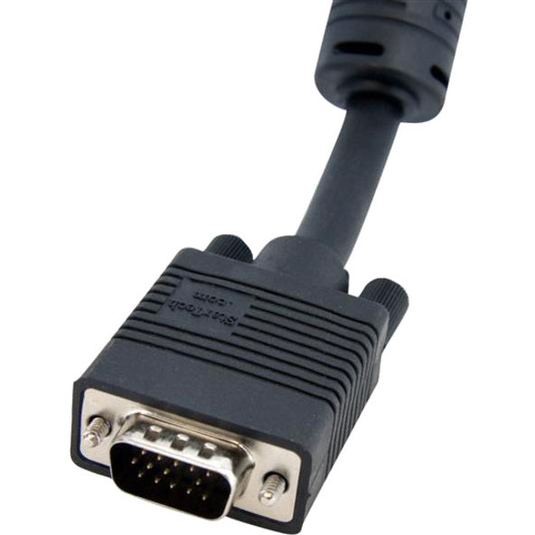 Close-up view of StarTech.com VGA cable's male connector showing pin arrangement and housing design