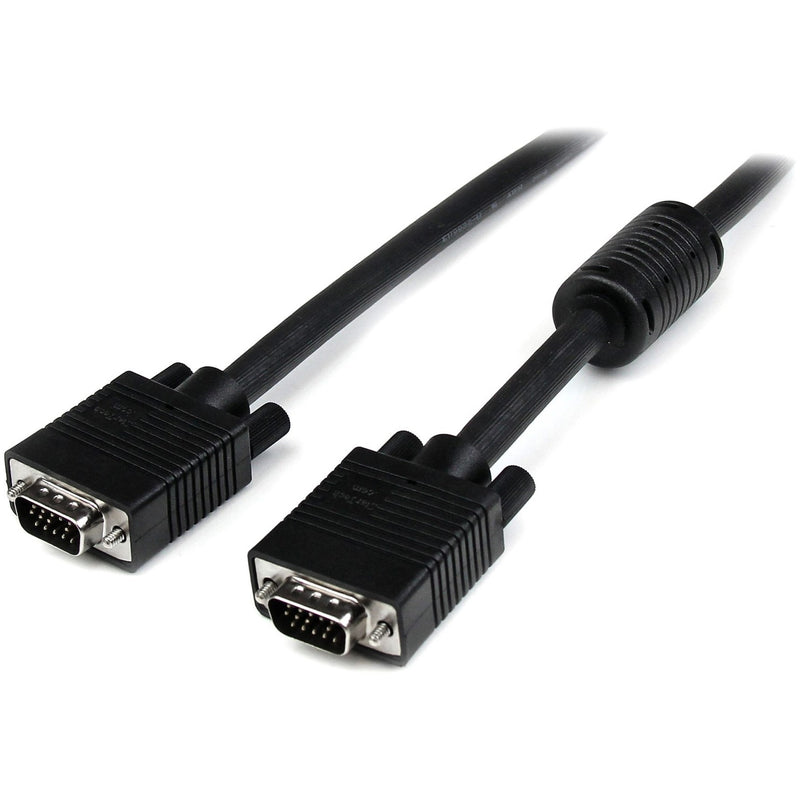 Full view of StarTech.com VGA cable showing both male HD-15 connectors with strain relief and ferrite core