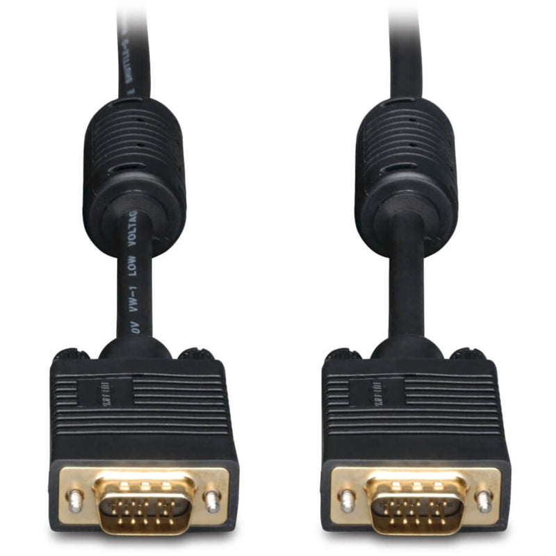 Close-up view of Tripp Lite P502-006 SVGA/VGA cable showing gold-plated HD15 male connectors with black molded housing on both ends