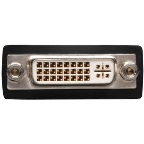 Close-up view of DVI female connector interface on adapter