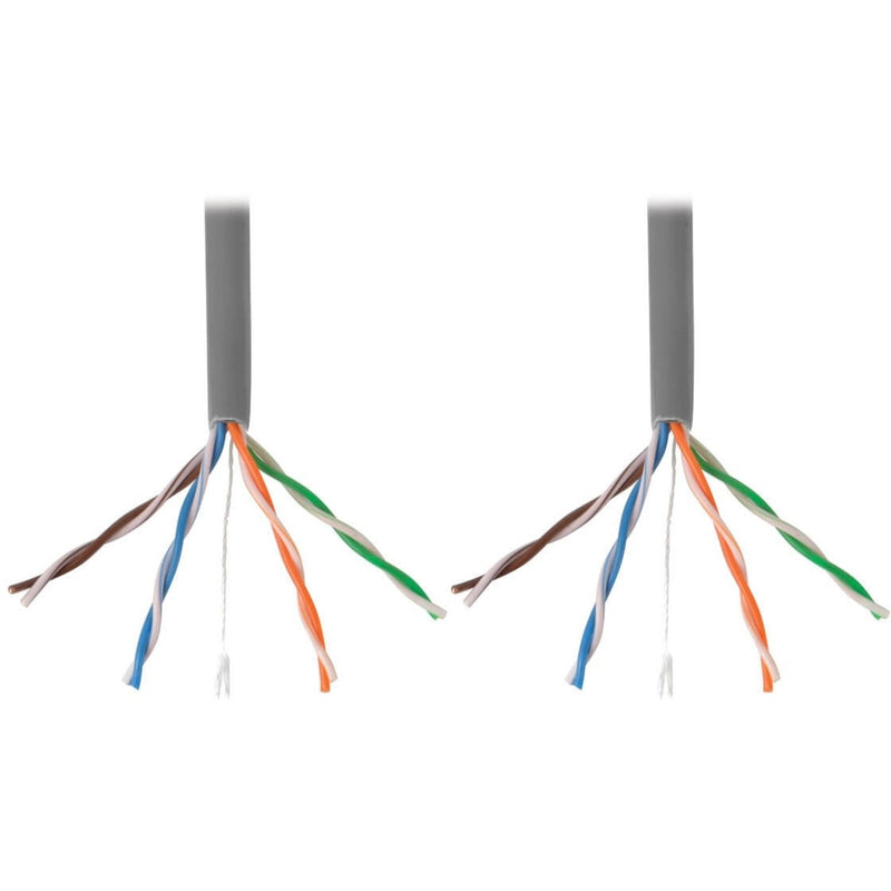 Close-up of Cat5e cable internal wiring showing four twisted pairs