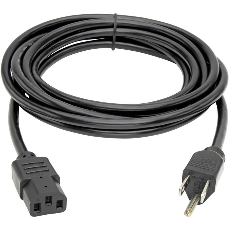 Full-length view of 12-foot Tripp Lite power cord showing cable management and connectors