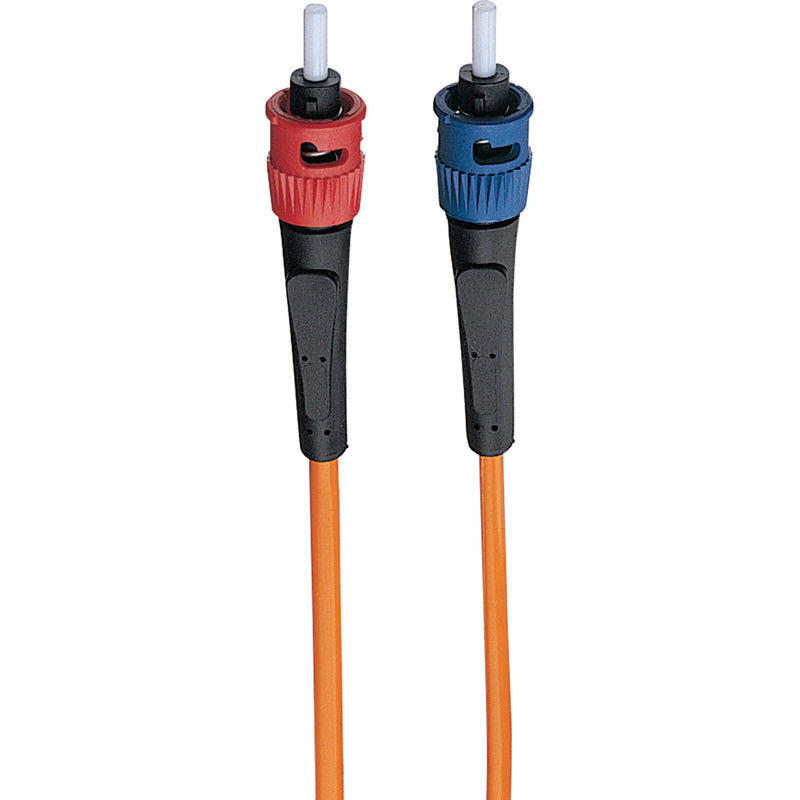 Tripp Lite duplex fiber optic cable with red and blue ST connectors and orange cable jacket