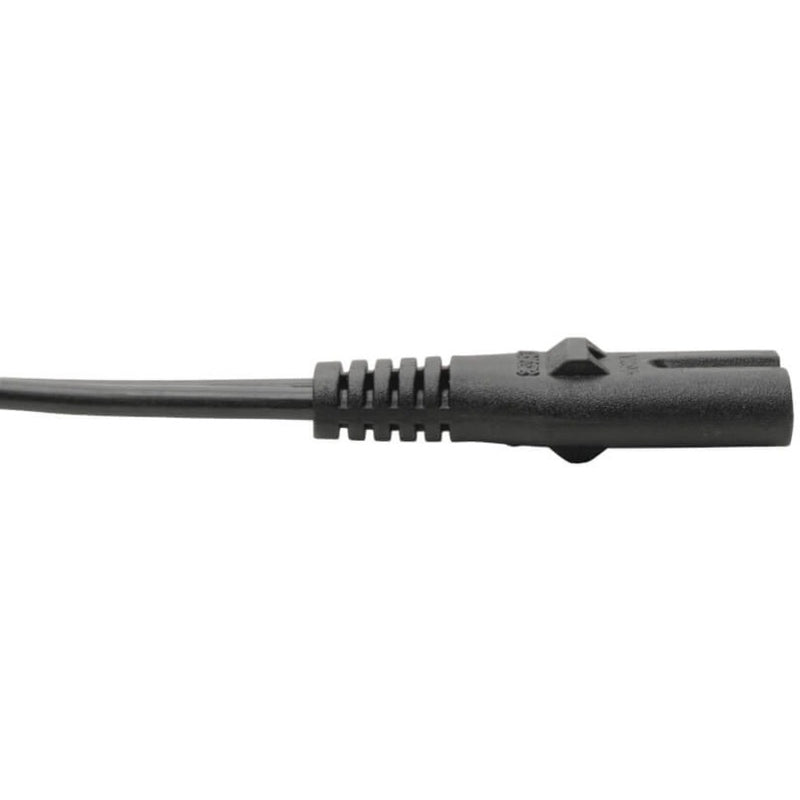 Close-up of IEC-320-C7 connector end of Tripp Lite P012-006 power cord