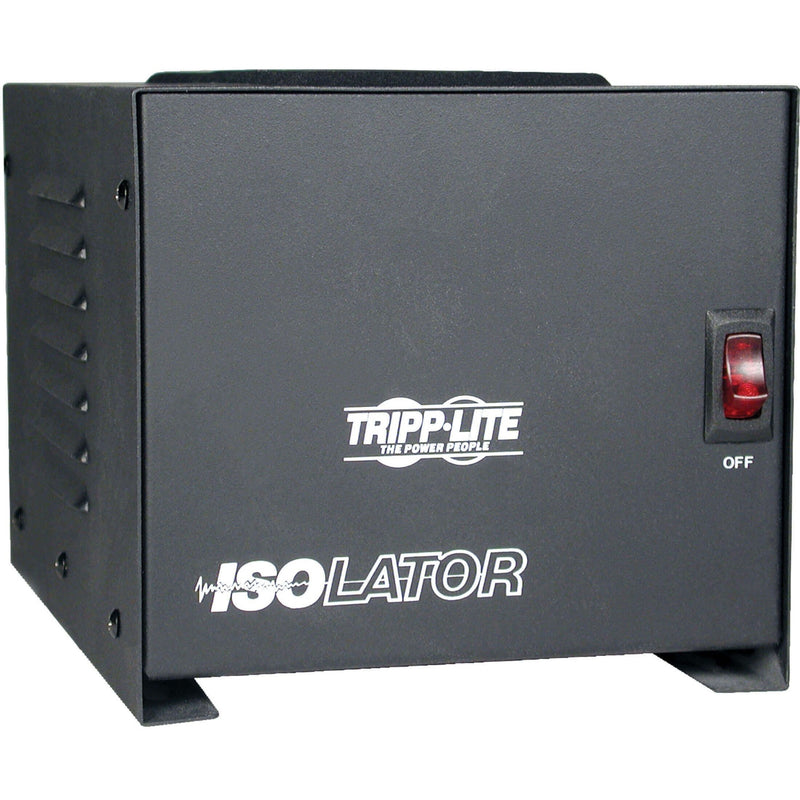 Front view of Tripp Lite IS1000 Isolation Transformer showing power switch and metal housing