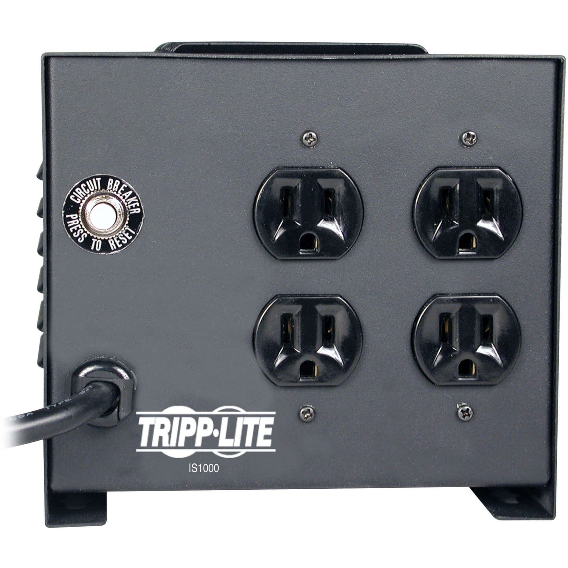 Rear view of Tripp Lite IS1000 showing four NEMA outlets and circuit breaker-alternate-image2