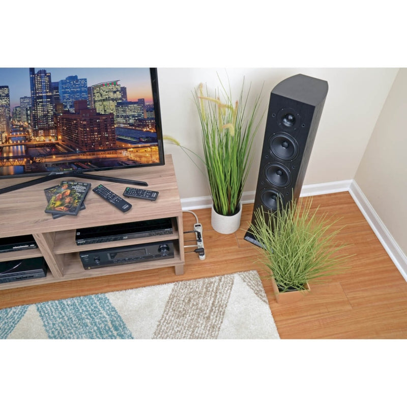 TLP602 surge protector in use with home entertainment system setup