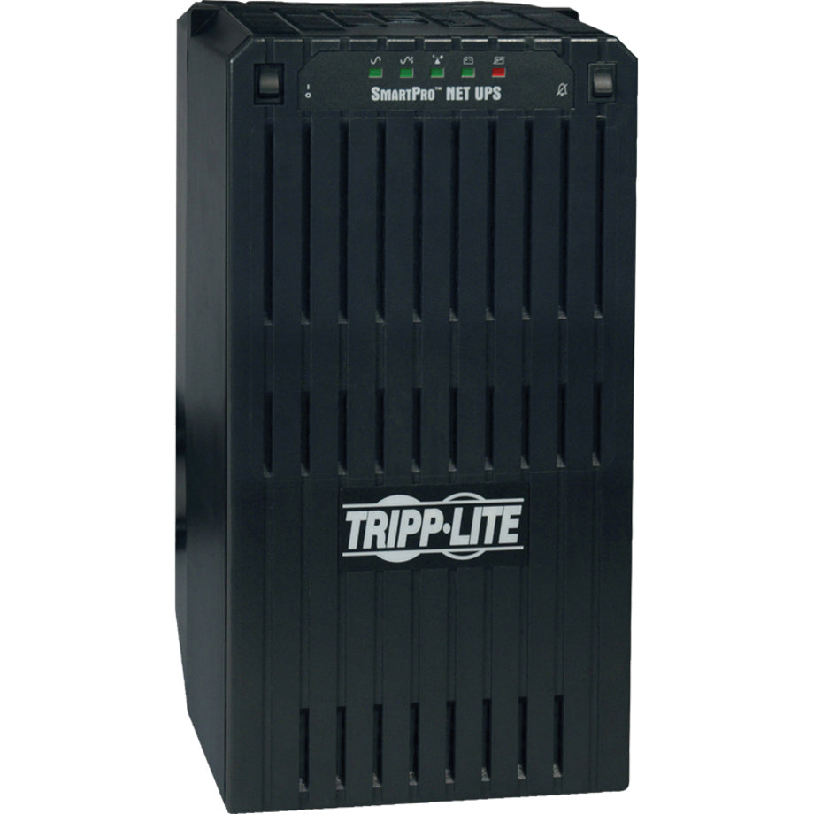 Side angle view of Tripp Lite SMART3000NET UPS showing tower design and ventilation pattern-alternate-image2