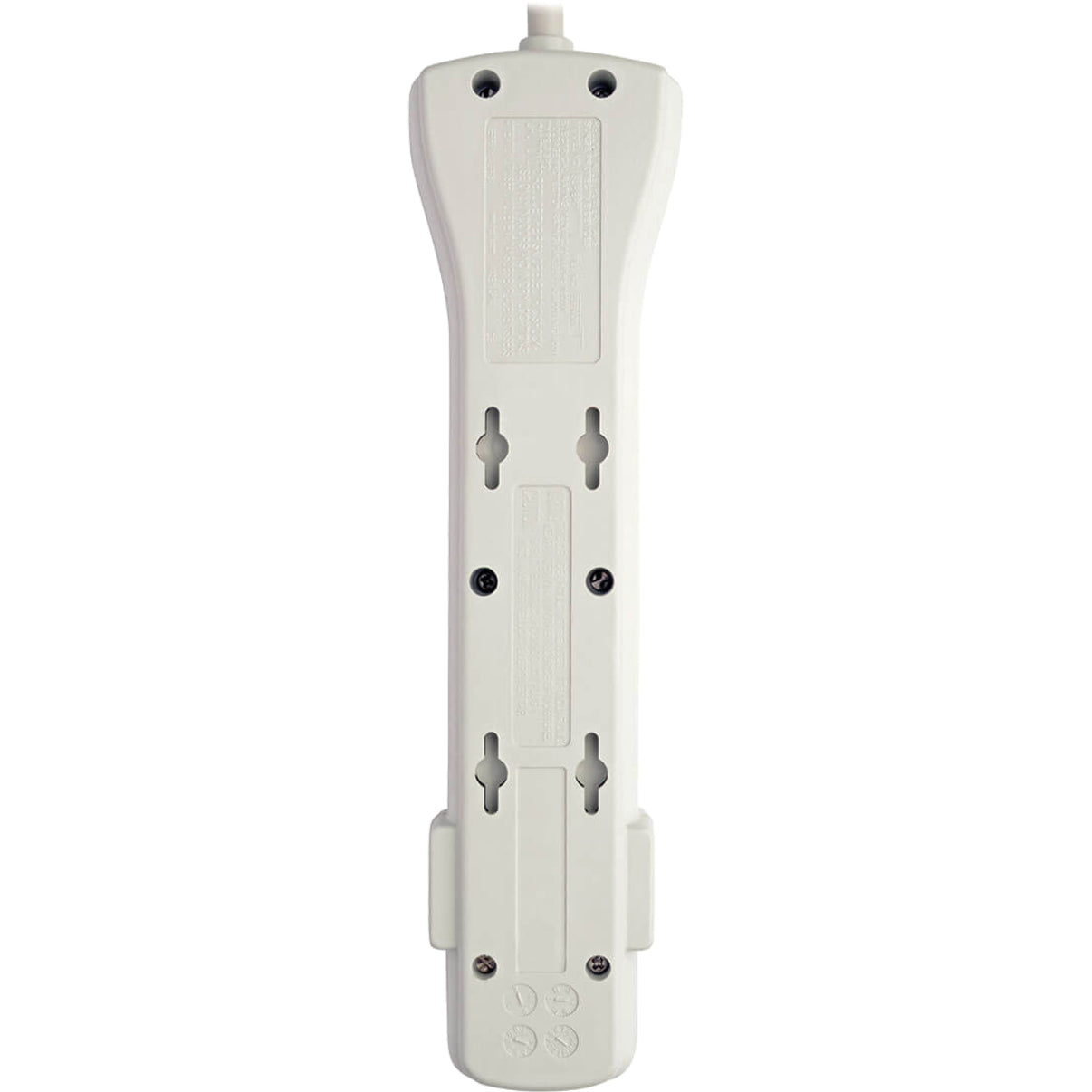 Rear view of Tripp Lite SUPER7 surge protector showing keyhole mounting slots and construction details-alternate-image2