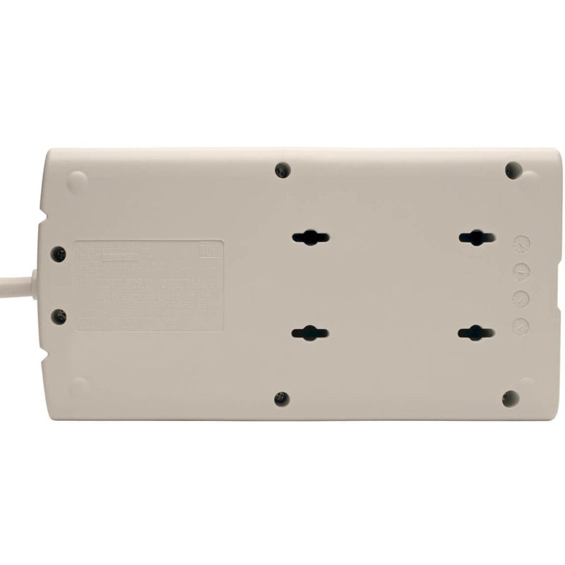 Back view of surge protector showing keyhole mounting slots